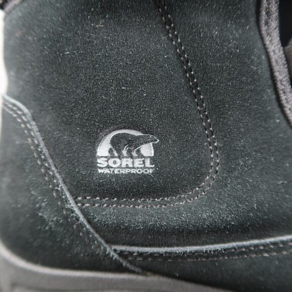 Sorel Boots Womens 8.5 Shoes Waterfall Low Lace Up Leather Winter Snow Black - Picture 2 of 13